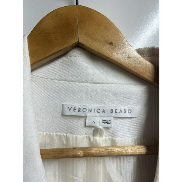 Veronica Beard NEW Braeton Linen Blend Dickey Jacket White/Limestone Size 10 - Picture 5 of 9